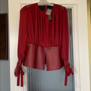 garcia peplum faux leather top